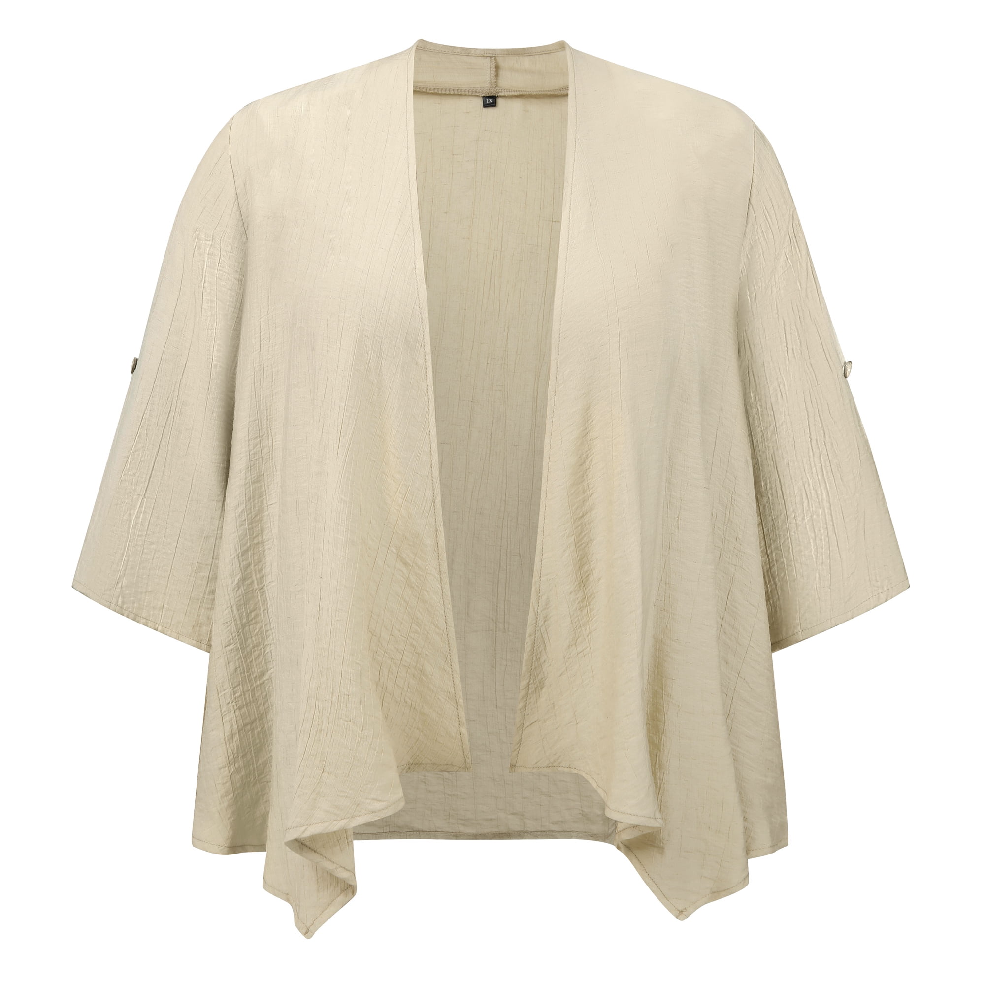 DARING DIVA Women's Plus Shrug 3/4 Sleeve Open Front Cardigans 2X Apricot