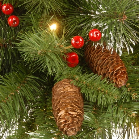 24" Prelit Crestwood Spruce Christmas Wreath Clear Lights - National Tree Company