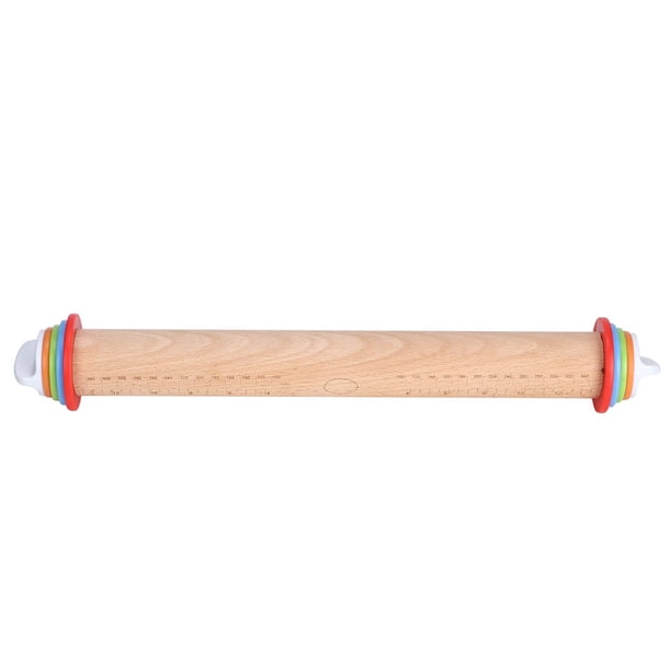 43cm Rodillo de madera, rodillo de espesor ajustable Rodillo de harina Rodillos de masa Mango con balanza para cocina/panadería(Colores aleatorios en ambos extremos) EOTVIA No
