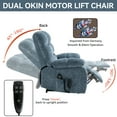 thumbnail image 6 of Large Electric Power Lift Recliner Chair with Heat & Massage, Dual Motor Infinite Position (Up to 350 LBS) with Power Remote, Medium-Firm & Heavy Duty (Blue), 6 of 9
