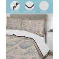 thumbnail image 4 of Quilts Twin Size Bedding Set, Blue Shell Coastal Lightweight Quilted Comforter, Nautical Seaside Ocean Vintage Art Soft Reversible Bedspread Coverlet with Pillow Covers for All Season, 68" x 86", 4 of 7