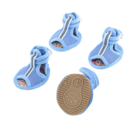 

Unique Bargains 2 Pairs Rubber Sole Blue Mesh Sandals Yorkie Chihuaha Dog Shoes Size XXS