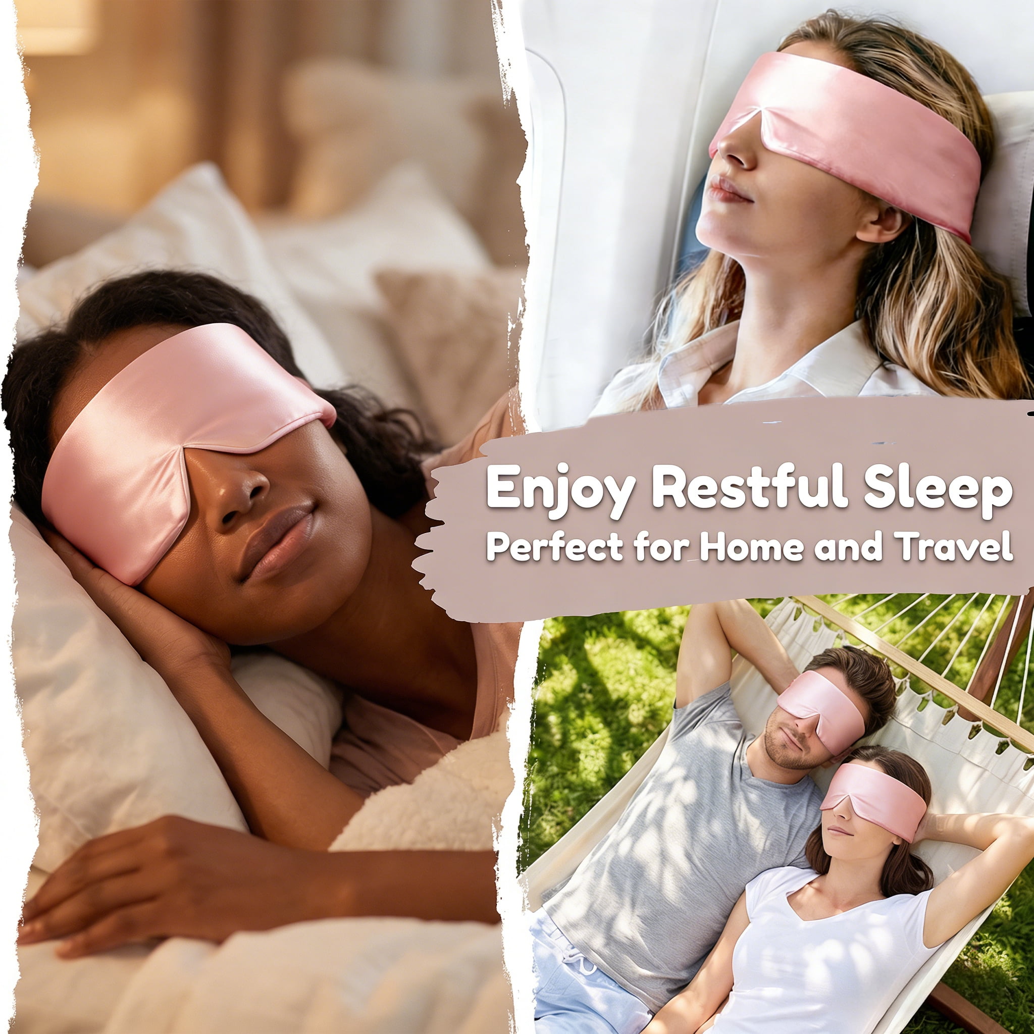 FACEMOON 100% Mulberry Silk Sleep Mask, Soft Cover with Adjustable Strap