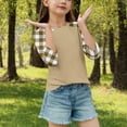 thumbnail image 4 of IUYRTFE Kids Boys Girls Casual Fashion Round Neck 3/4 Sleeve Printed T-Shirt Blouse Summer Spring Top Comfortable Soft Daily Wear Play Outfit School Clothes(Khaki#3,7 Years), 4 of 7