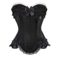 thumbnail image 1 of Sexy Satin Lace Overlay Corset Bustier Overbust Burlesque Corselet Top Bodyshaper Lingerie Showgirl Party Costume Plus Size, 1 of 3