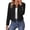 Black, variant on Womens Collarless Open Front Blazer Long Sleeve Gold Button Crop Jacket Business Casual Work Office Lightweight Short Coat