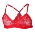 thumbnail image 4 of Paquete de 2 sujetadores sin cables de encaje suave para hombre, ropa interior para gay, rojo + azul Hugo Sujetador de encaje para hombre, 4 of 10