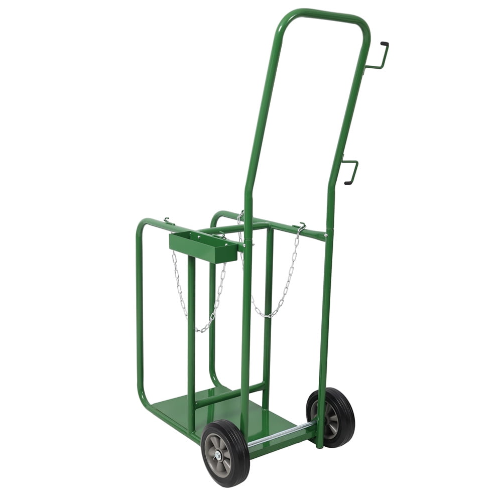 440lbs capacity Cylinder Cart, Welding Cylinder Hand Truck, Large Dual Oxygen Tank 9.5" Cart Dolly With 8-Inch Solid Rubber Wheels