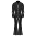 thumbnail image 3 of Hansber Men's Long Sleeve Flared Jumpsuit Disco Dance Overalls Shiny Metallic 70s Retro Outfit Club Party Wear Black M, 3 of 7