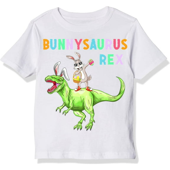 Easter Bunny T-Rex -Easter Shirt T-Shirt For Little and Big Boys/Girls Size 4-5