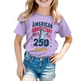 thumbnail image 4 of Quealent Kids 250 Anniversary USA Shirts 250 Year American Flag Tshirt Boys and Girls Happy 250th Tee 4th of July Tops (Purple, 11-12 Years), 4 of 5