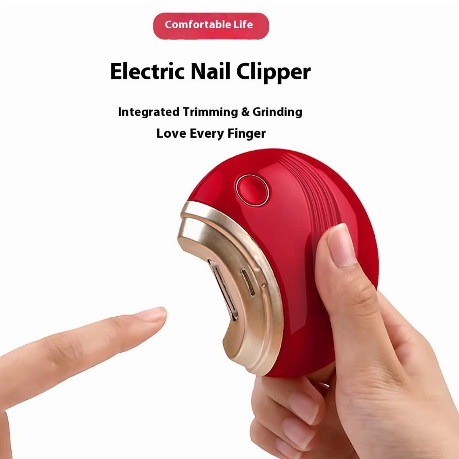 Baby Fingernail Clipper - Electric Nail Trimmer, USB Rechargeable Automatic Nail File for Baby, Kids, Adult Gift(Red)