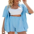thumbnail image 4 of Chemise à Manches Courtes à Manches Courtes + Ensemble Shorts pour Femmes Élégantes, 4 of 8