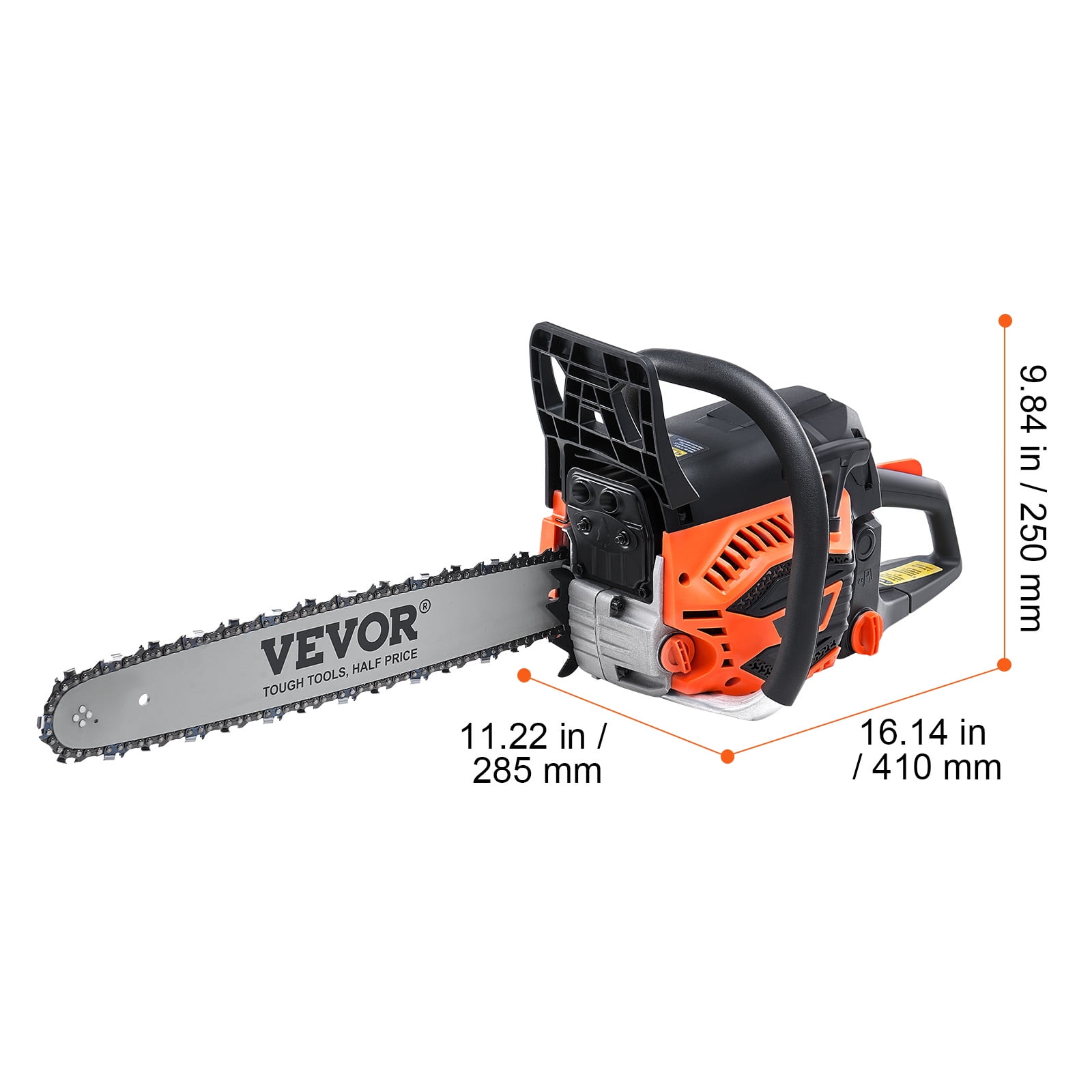 VEVOR Gas Chainsaw, 52CC 18" 2.55HP, Gasoline Powered Chain Saw, Handheld Cordless Petrol Chainsaws for Tree Wood Branch Cutting, Tree Trimming, Land Clearing, Farm Garden Ranch Forest Cutting Use