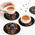 thumbnail image 3 of KLL Drink Coasters Set Round Shape of 4,PU Leather Absorbent Coasters Set Decorative Coffee Cup Coasters Housewarming Gift for Home Decor-Flame Metal Skull, 3 of 5