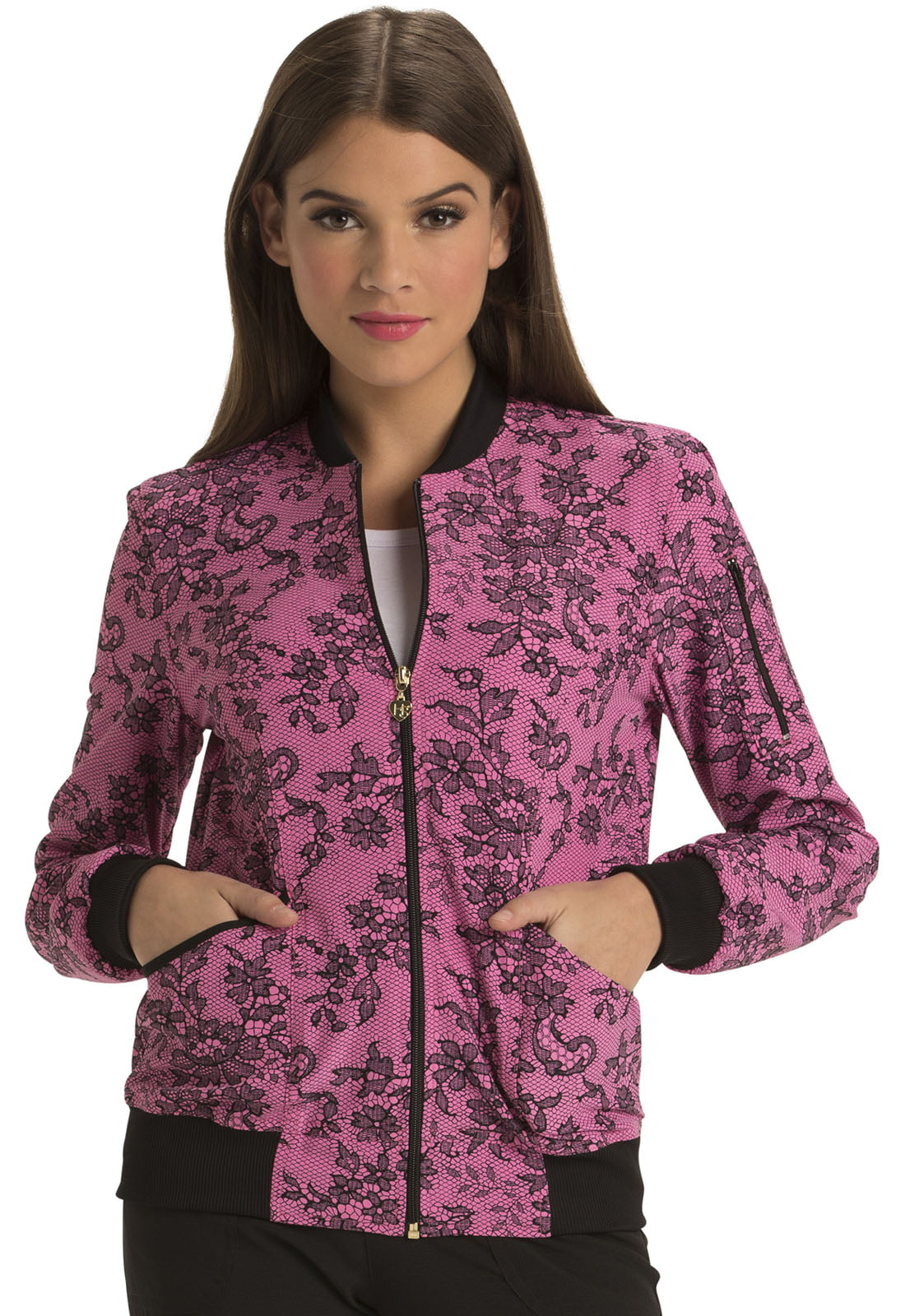 New Womens Plus Size Bomber Jacket Ladies Paisley Floral Print Rib Zip Long Soft 