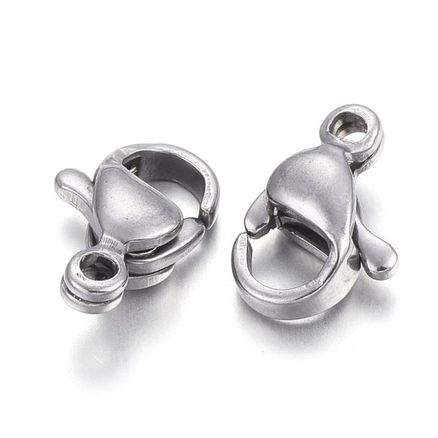 HLONK 200 Pcs Pinces à Homard en Acier Inoxydable 304 Résistantes à la Ternissure, Perroquet, Couleur Acier Inoxydable 9x6x3mm Trou 1mm