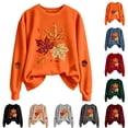 thumbnail image 6 of Womens Crew Neck Graphic Sweatshirts Trendy Maple Leaf Printed Long Sleeve Pullovers Causal Fall Loose Fit Tops Tshirts Green L, 6 of 6
