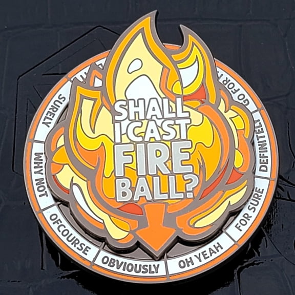 Shall I Cast Fireball? Metallic Dice Spinner | DnD Dice Set | Dungeons and Dragons | Dice Set | DND Dungeons Dragons RPG d20