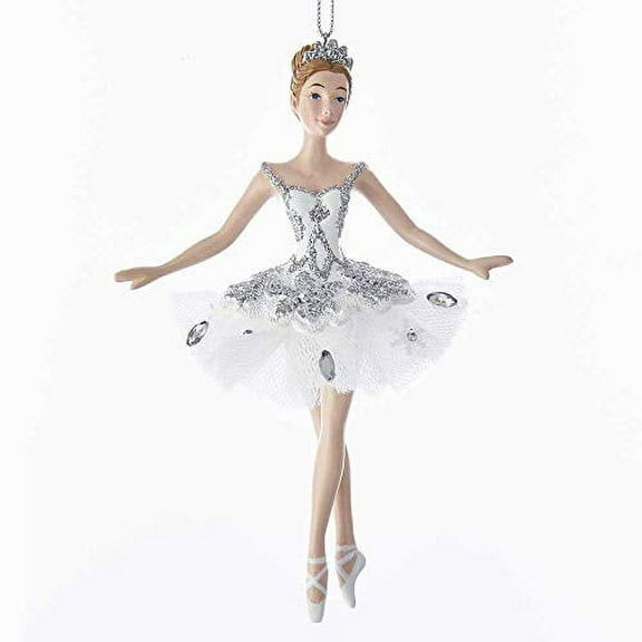 Silver and White Snow Queen Ballerina Christmas Ornament 5.75