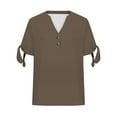 thumbnail image 4 of Sweet Home Farm V Neck T Shirts for Women Spring/Summer Tie Button Side Sleeve Fork Loose Casual Short Shirt Short Sleeve Shirts for Women Coffee, 4 of 5