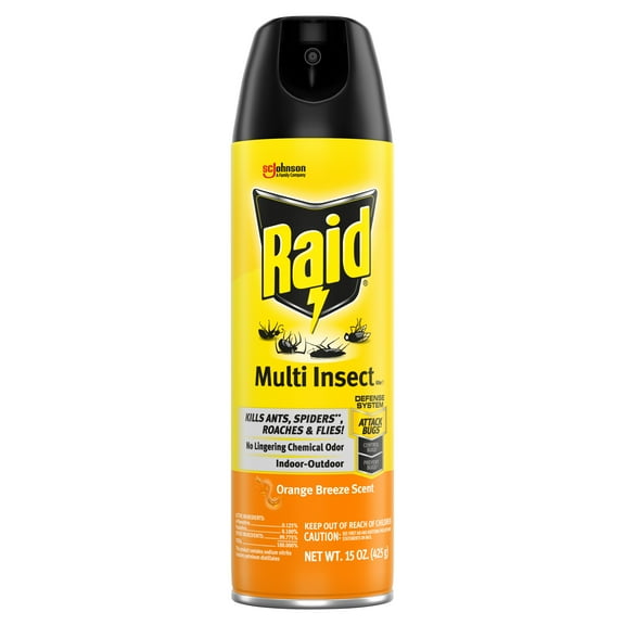 Raid Insect Killer, Multi Insect 7, Orange Breeze Scent, 15 oz