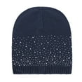 thumbnail image 4 of Ladies Rhinestone Accent Knit Beanie Warm Winter Cap Pullover Style Soft and Cozy for Outdoor Wear - One Hat, 4 of 6