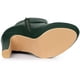 thumbnail image 5 of Botines de tacón alto grueso con plataforma y decoración de lazo para mujer Verde oscuro 36, 5 of 6