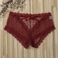 thumbnail image 2 of Douhoow Women Cage Back Panties Mesh Perspective Wave Shape Bow Underpants See Through Lace Briefs, 2 of 7