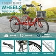 thumbnail image 3 of Mooncool Adult Tricycle 20/24/26 inch 7 Speed, Three Wheel Bicycle for Adult, Trike Cruiser W/ Tools & Big Basket for Exercise Shopping Picnic Outdoor Activities, 3 of 12