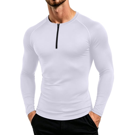 Admvng Men's Shirt Long Sleeve Casual Sports Gym Workout Fitness Tops