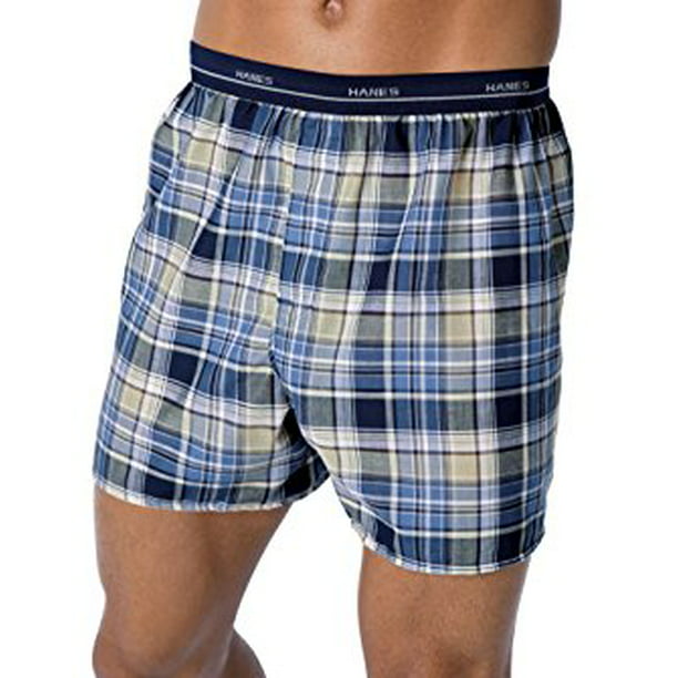 Hanes - Red Label Men's 5-Pack Woven Exposed Waistband Boxers - Walmart ...
