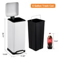 thumbnail image 3 of HELLONE 8 Gallon Bathroom Step Trash Can, 30-Liter Square Stainless Steel Foot Pedal Garbage Can with Soft-Close Lid for Kitchen, with Removable Inner Bucket, White, 3 of 7