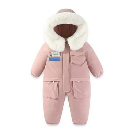 

Baby Overalls Winter Down Snowsuit Skisuit Romper Hooded Jacket Windproof Coat Jumper for Kids