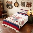 thumbnail image 3 of Manfei Sweet Heart Stars Twin Sheets, Firework Stripe Bedding, Red White Blue, Black Reversible 3-Piece (1 Flat Sheet, 1 Fitted Sheet and 1 Pillowcase), 3 of 6