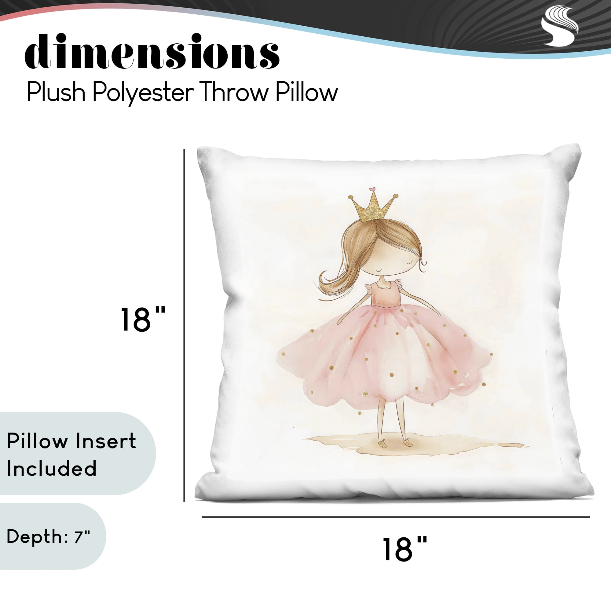 Stupell Industries Little Princess with Crown Decorative Printed Throw Pillow, design by Creative Studio, 18 x 7 x 18