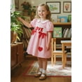 thumbnail image 6 of BemeyourBBs Kids Toddler Baby Girls Valentines Dress Outfit Little Girl Spring Summer Clothes Puff Short Sleeve Doll Collar Heart Embroidery A Line Dress, 6 of 9