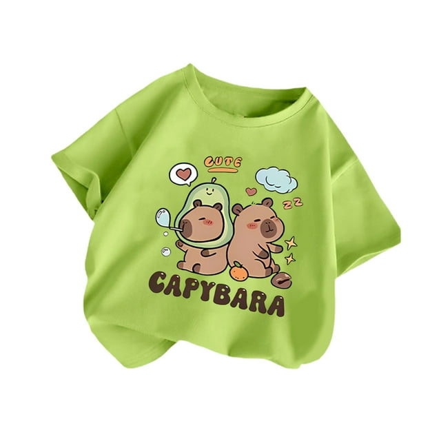 LYHaoo T-Shirt à Manches Courtes Ample et Décontracté pour Filles, Col Rond, Imprimé à Motif d'Animaux de Dessin Animé, T-Shirts à Col Rond Tailles 8-10 Ans