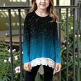thumbnail image 2 of Girl Fall Clothes Striped V Neck Long Sleeve Tshirts Casual Fashion Base Tee 3-14 Years Graphic T-shirts for Girls (13 Years, Navy), 2 of 6