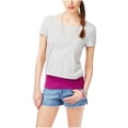 thumbnail image 4 of Aeropostale Camiseta básica recortada con nudo en la espalda para mujer, gris, pequeña, 4 of 4