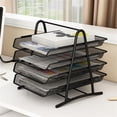 thumbnail image 3 of Desk File Tray Organizer Mesh Letter Tray Mesh Desk Paper Holder Office Desk Document Tray Mesh Bracket Paper Letter Shelf Holder Black Metal For Home Study School, 3 of 3