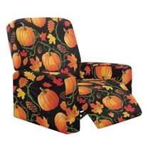 Xixirimido Pumpkins Autumn Maple Leaf Printed Recliner Slipcover Stretch Reclining Chair Covers 4 Pieces Non Slip Recliner Sofa Slipcovers with Pocket Lazy Boy Chair Cover for Pet Kid