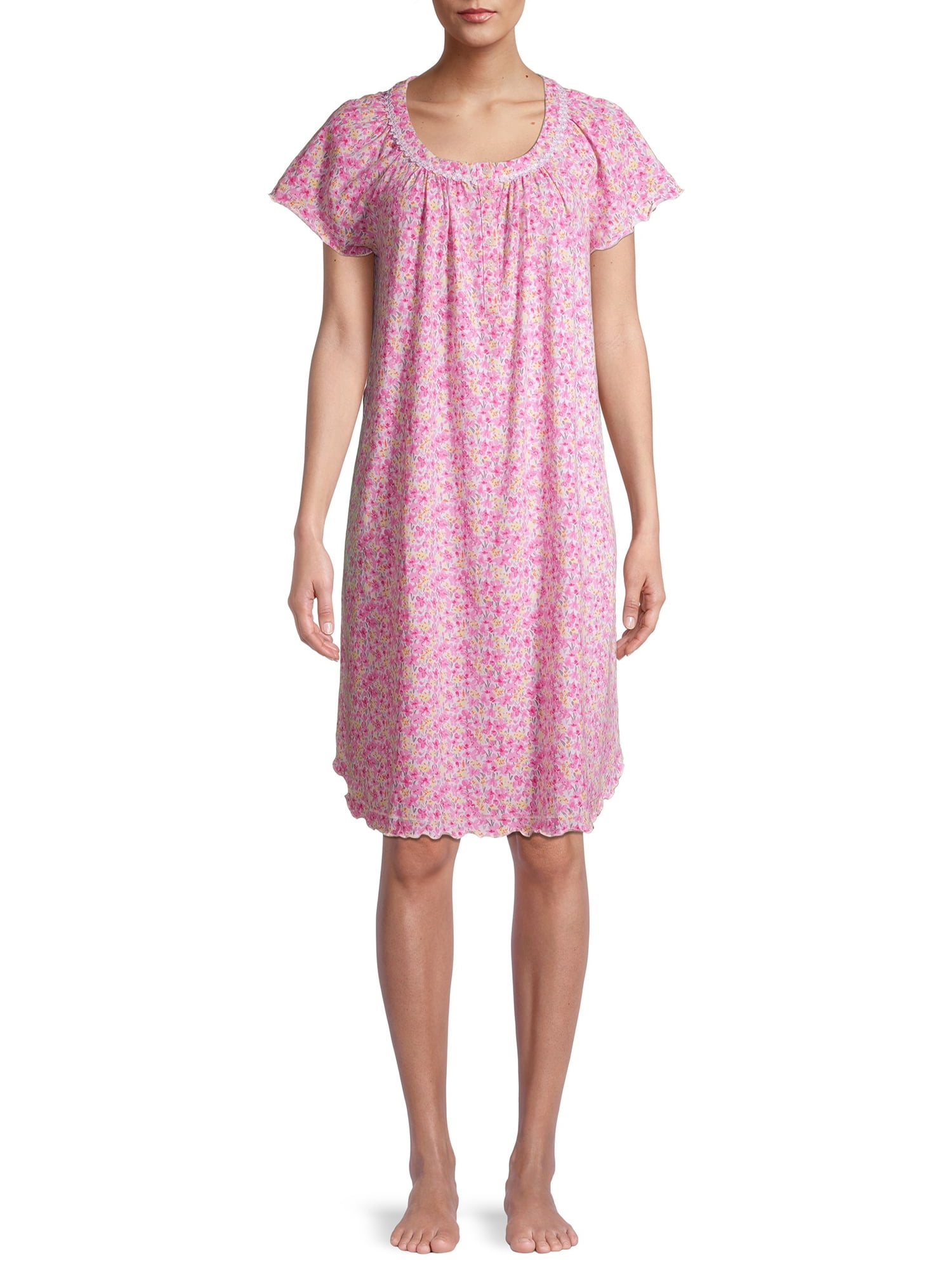 Secret Treasures Short Sleeve Scoop Neck Floral Nightgown (Women's or Women's Plus) 1 Pack