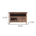 thumbnail image 3 of 53" Brown Solid Wood Cabinet Enclosed Storage Distressed TV Stand, 3 of 8
