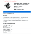 thumbnail image 2 of Blower Motor Relay - Compatible with 1973 - 1977 Chevy Monte Carlo 1974 1975 1976, 2 of 2