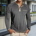 thumbnail image 2 of KHONTS Men's Henley Shirts Long Sleeve Casual T Shirts Basic Classic Vintage Cotton Tee Shirts Button Shirts with Pockets Grey XXXL, 2 of 7