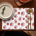 thumbnail image 4 of White Cow Strawberry Pattern Summer Placemats Table Placemats Set Of 6-Linen Kitchen Washable Placemats Table Mats 11.8"x17.7" Non-Slip Heat Resistant, 4 of 5