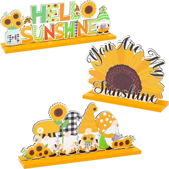 3pcs Sunflower Gnome Wooden Centerpiece For Summer Party Decoration Table Ornament