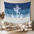 thumbnail image 2 of Nautical Anchor Navy Blue Small Tapestry for Bedroom Wall Hanging Tapestry, Coastal Ocean Ombre Striped Ceiling Backdrop Tapestries Poster Blanket Wall Decor for Teens Room Living Room Dorm 23" x 28", 2 of 8