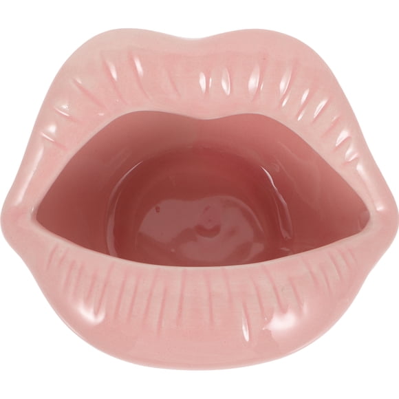 EeaseMX Cenicero de cerámica con forma de boca de labio, novedoso cenicero para el hogar (rosa)